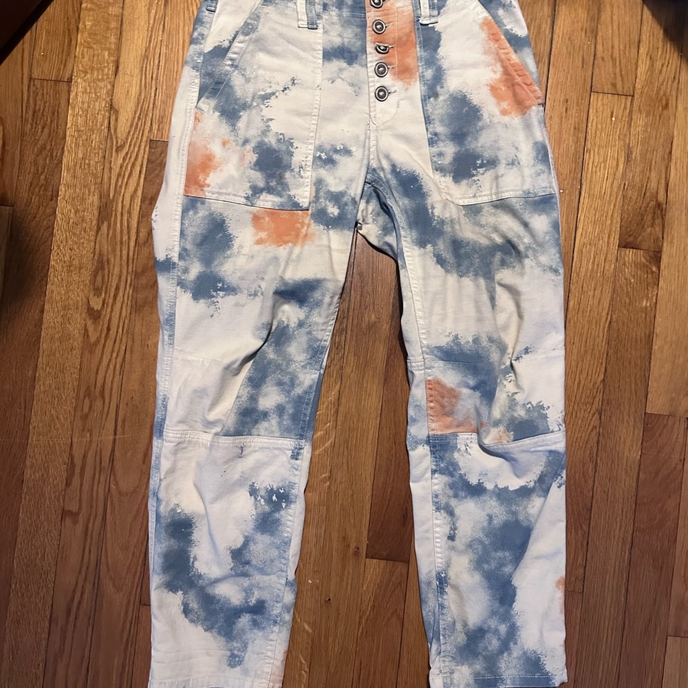 Pilcro Wanderer Blue and Orange Tie-Dye Straight Leg Pants - size 28